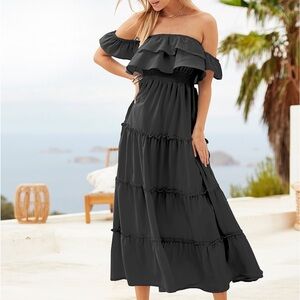 Lascana Tiered Carmen Maxi Dress Size 20